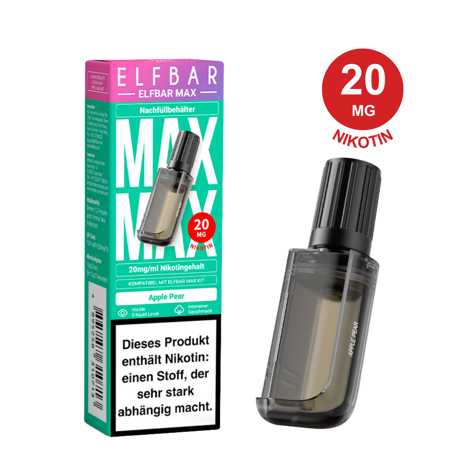 ELFBAR MAX Pod - Apple Pear 20mg Nikotingehalt