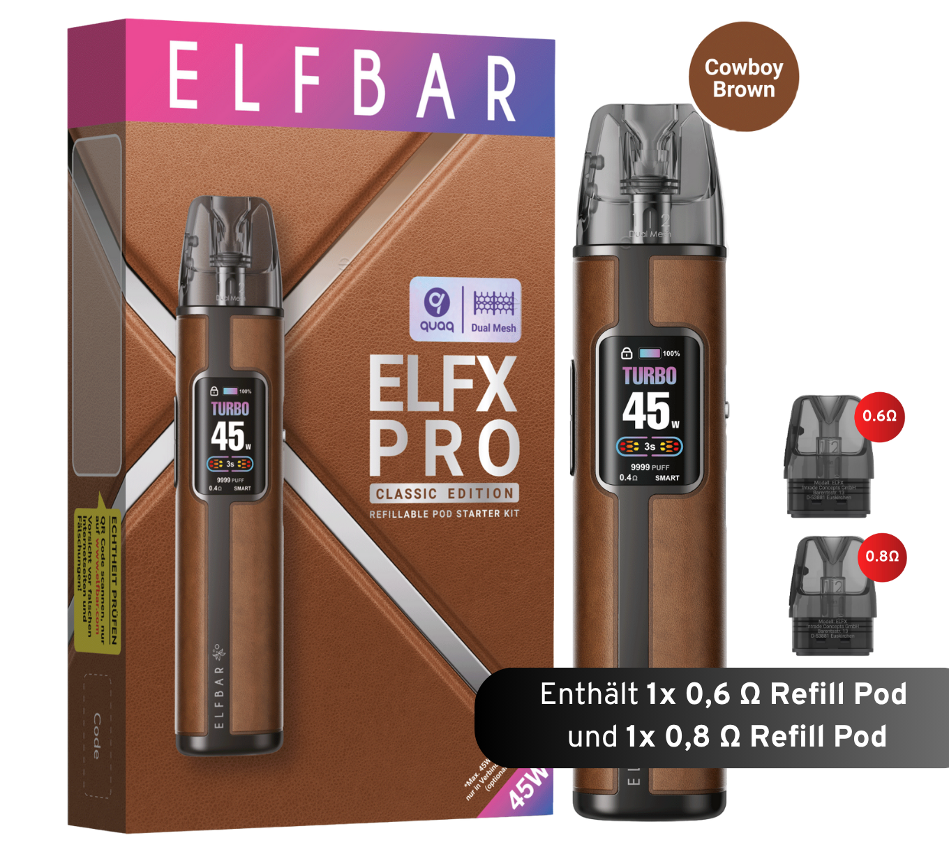 ELFBAR ELFX Pro Refill Kit - 1200mAh - Cowboy Brown
