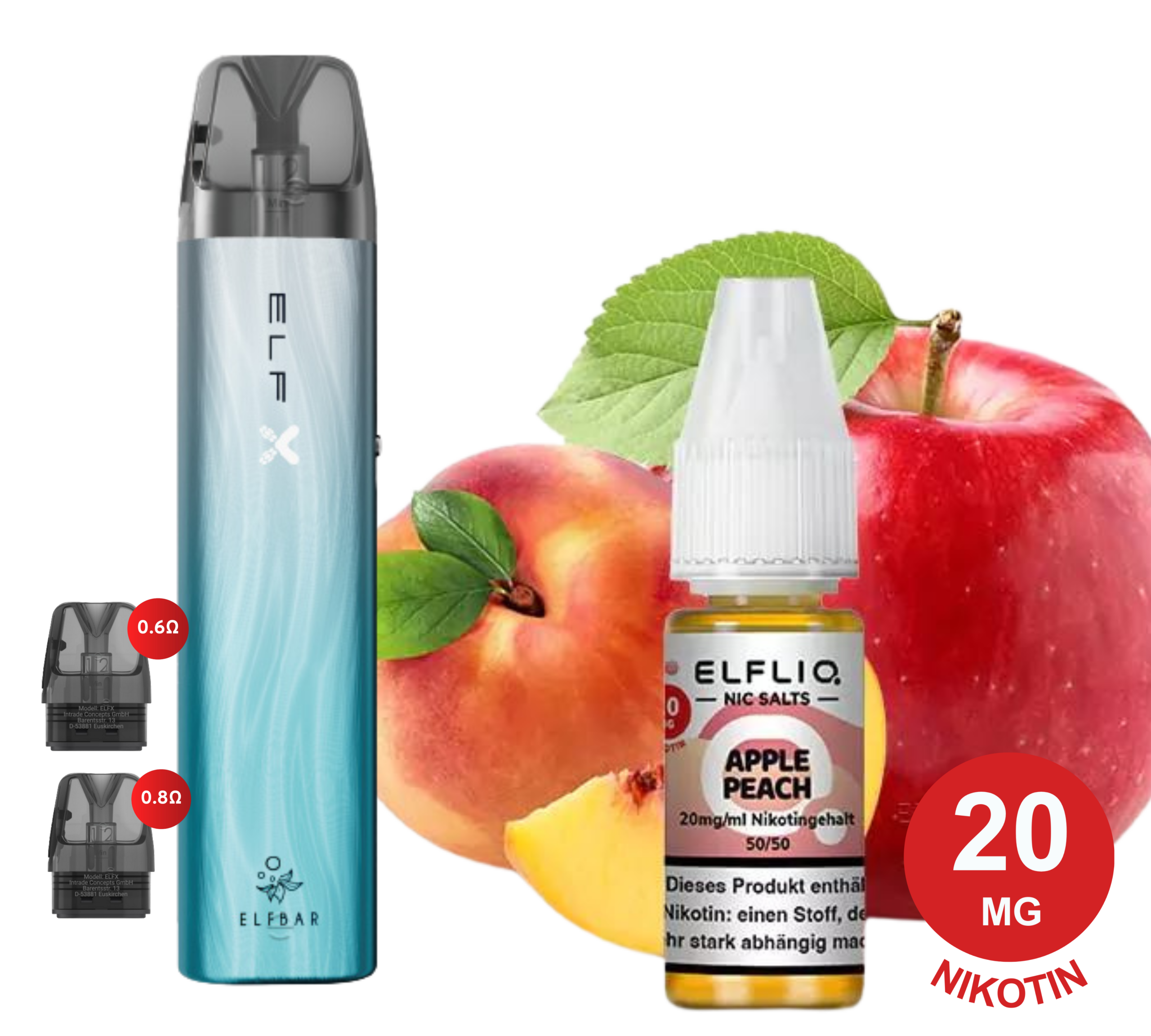 ELFX Vape Gerät mit ELFLIQ Flasche im Probierset
