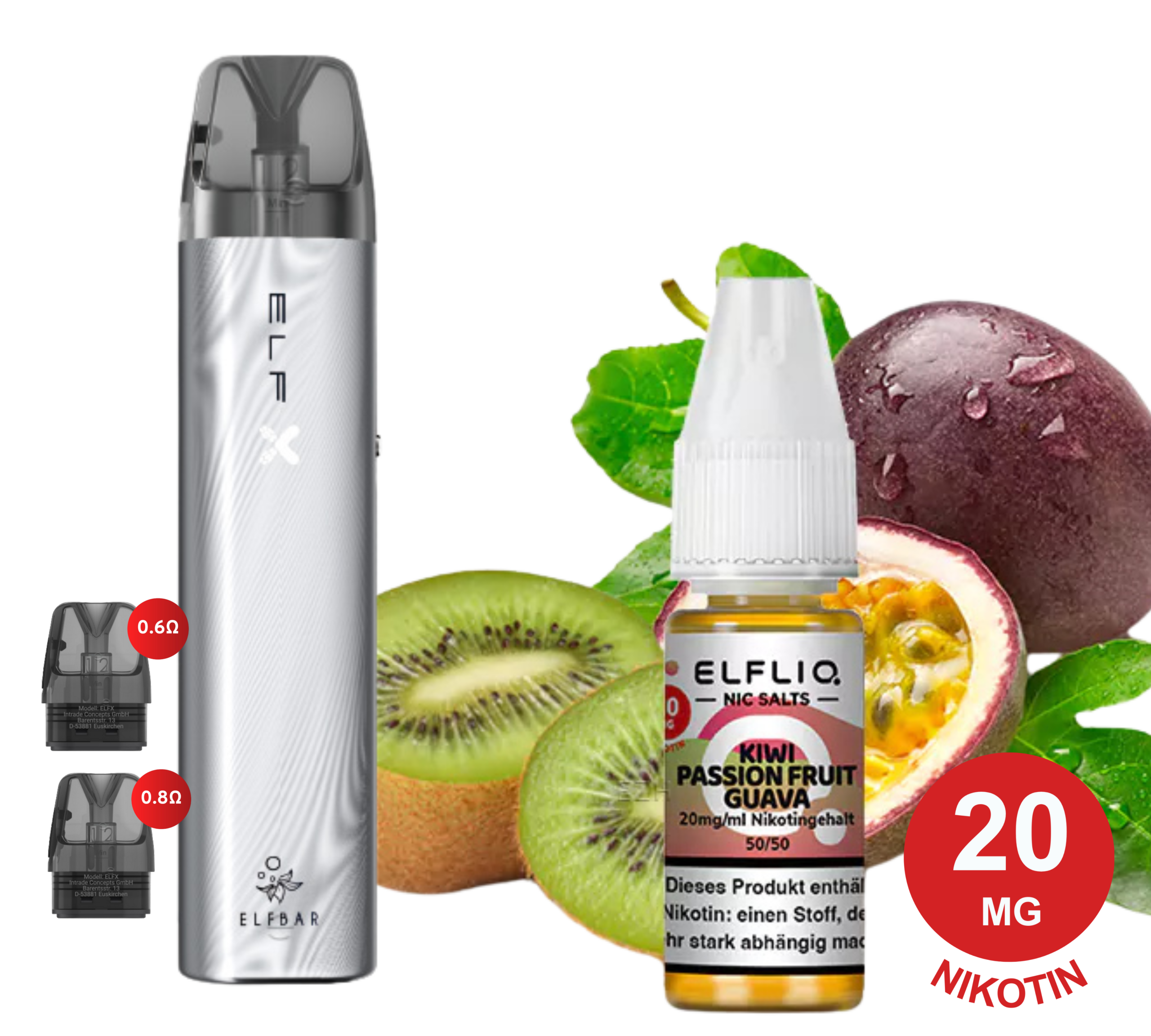 ELFX Vape Gerät mit ELFLIQ Flasche im Probierset