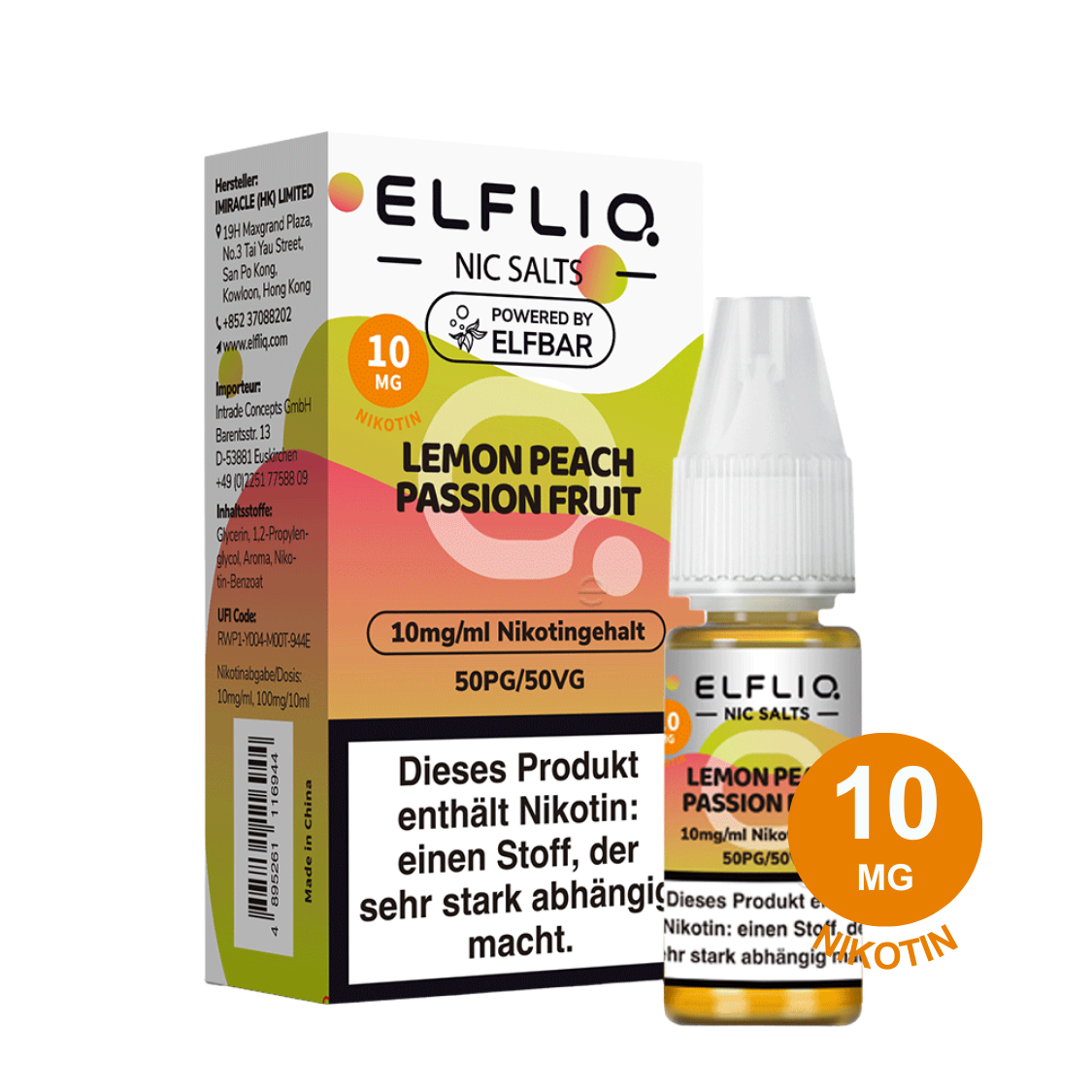 ELFLIQ by Elfbar - Lemon Peach Passion Fruit 10mg Nikotin (10ml)
