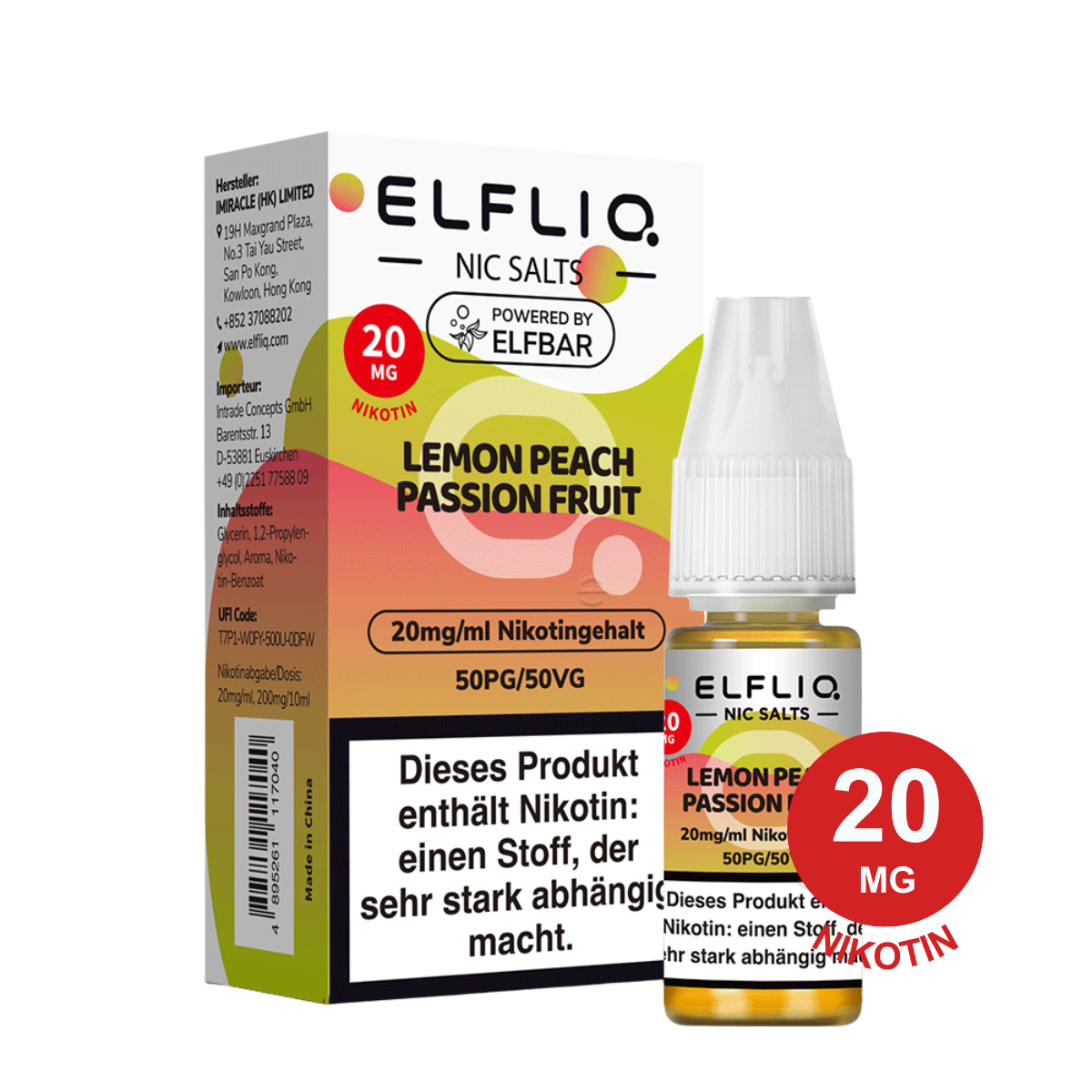 ELFLIQ by Elfbar - Lemon Peach Passion Fruit 20mg Nikotin (10ml)