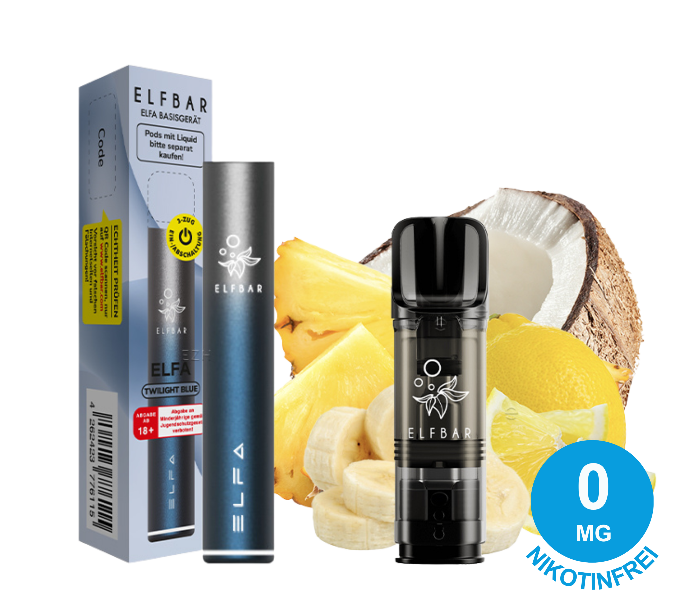 ELFBAR ELFA Probierset Nikotinfrei- Twilight Blue & Tropical Fruit (2er Pack)