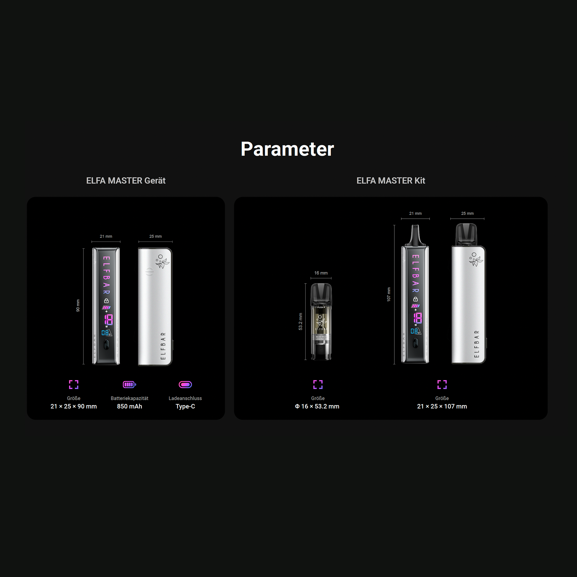 ELFBAR ELFA Master Basisgerät – Dark Cosmo (850mAh)