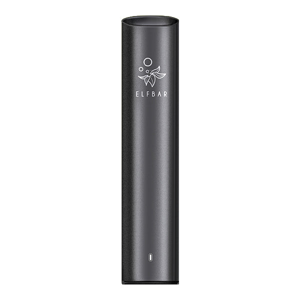 Schwarzes rechteckiges Elf Bar Mate500 Vape-Gerät mit abgerundeten Kanten und Kontrollleuchte an der Unterseite.