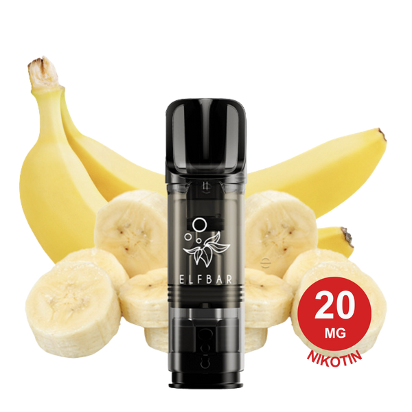 Banana ELFA Pod mit gelben Bananen und Bananenscheiben im Hintergrund