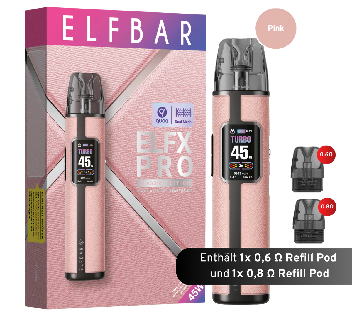 ELFBAR ELFX Pro Refill Kit - 1200mAh - Pink