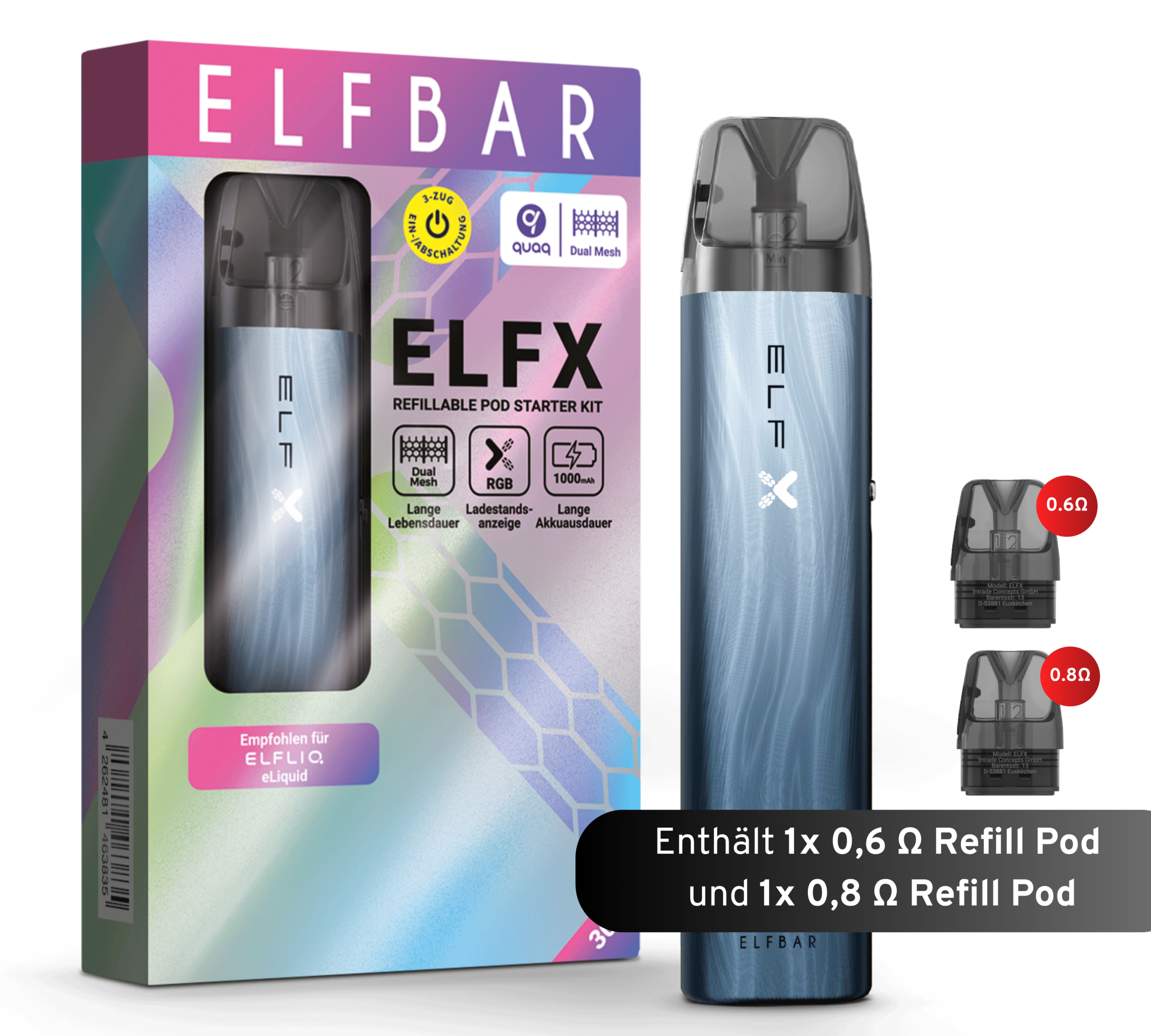 ELFBAR ELFX Probierset – Dark Sea & Blueberry Sour Raspberry (20mg Nikotin)