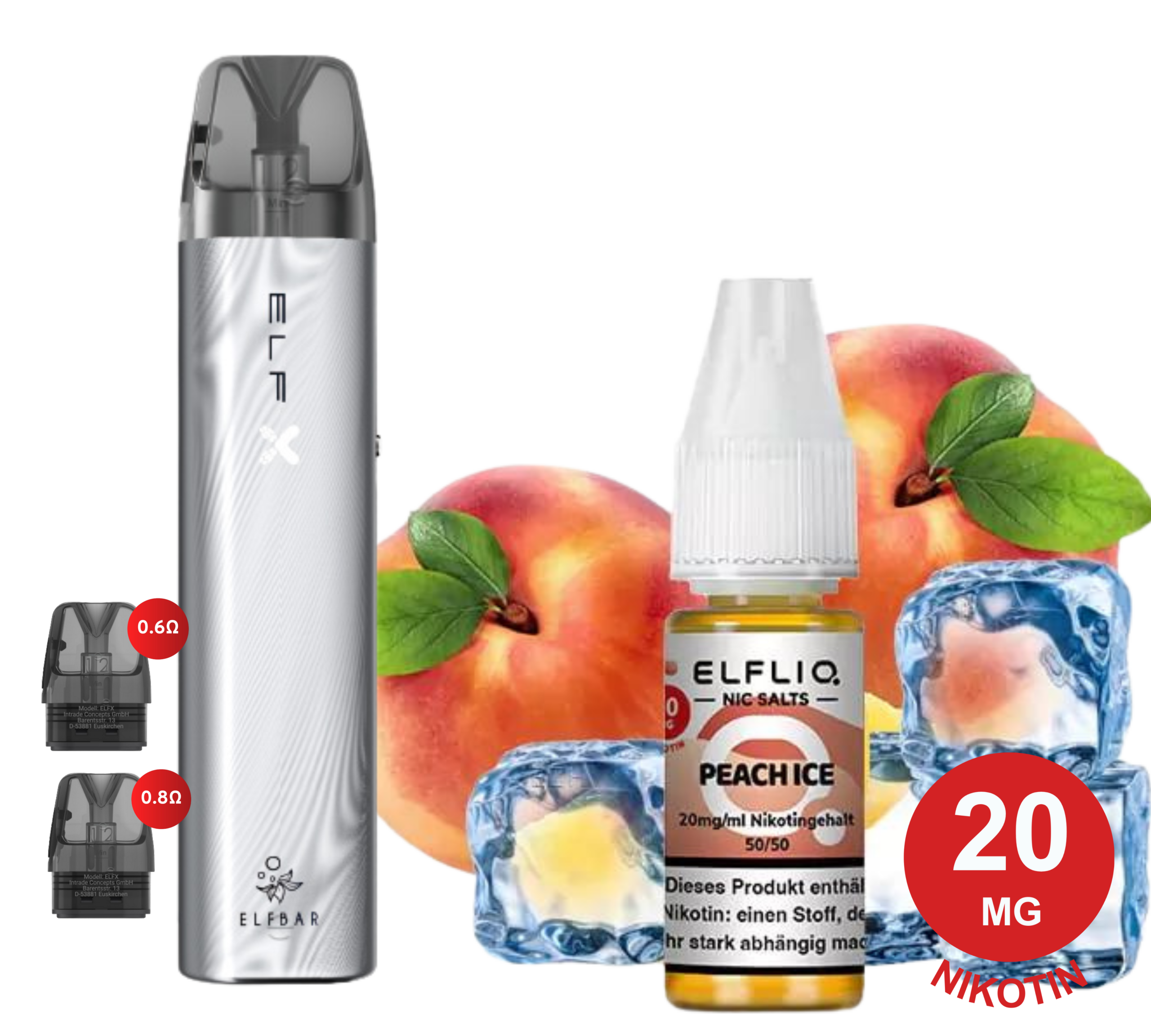 ELFX Vape Gerät mit ELFLIQ Flasche im Probierset