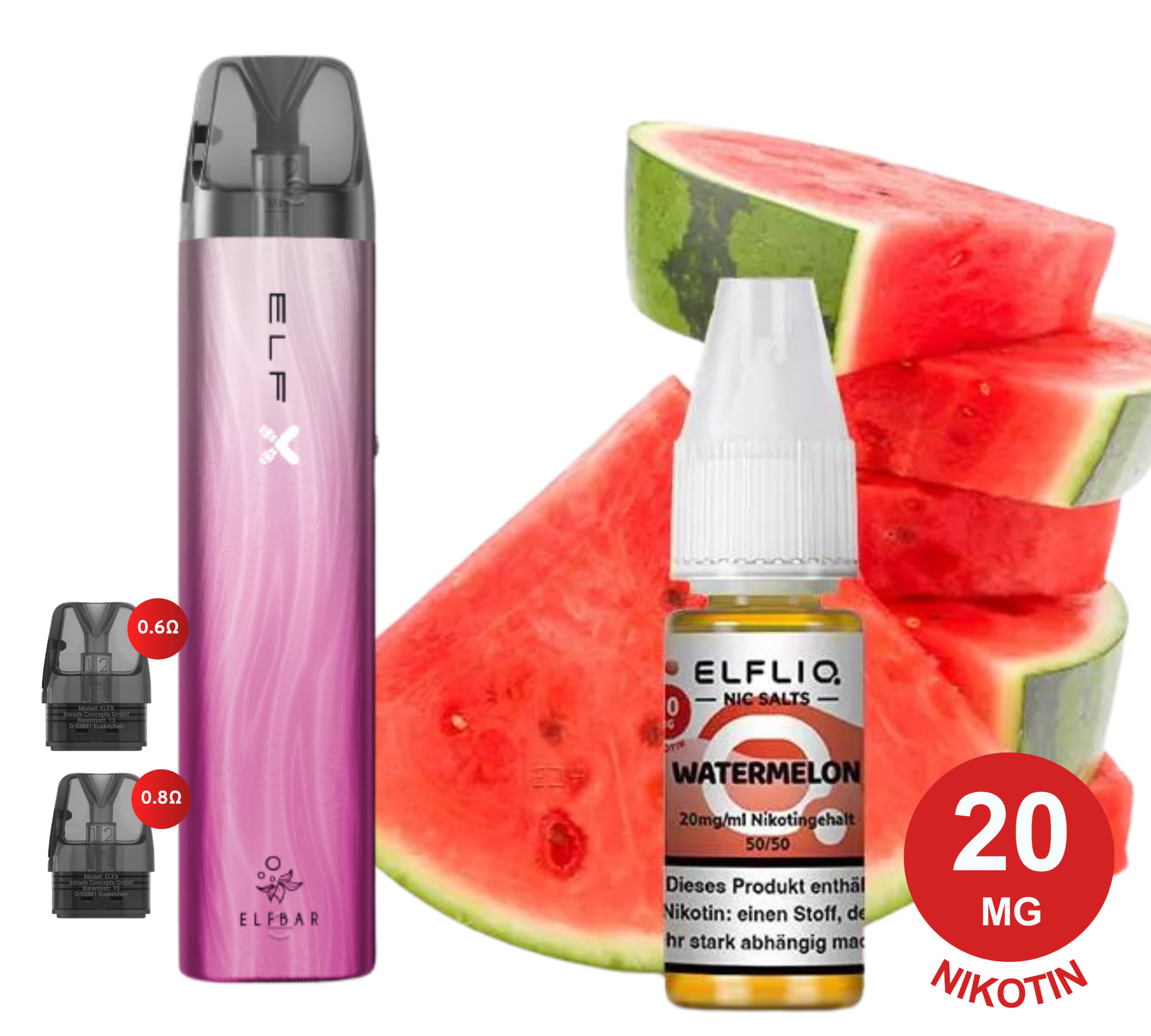 ELFX Vape Gerät mit ELFLIQ Flasche im Probierset