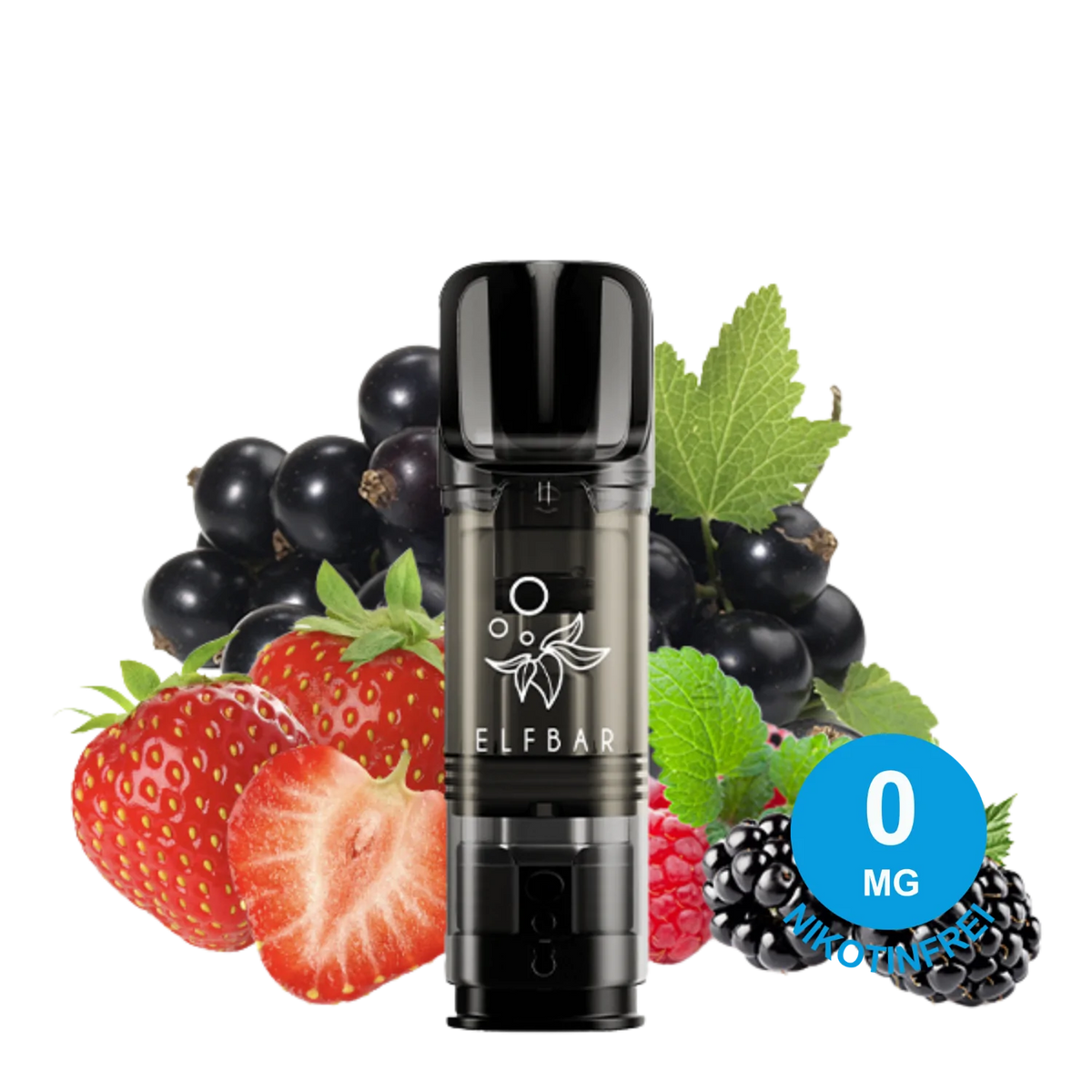 ELFBAR ELFA Pod – Mix Berries 0mg Nikotin (2er Pack) mit Erdbeeren, Brombeeren, Himbeeren und schwarzen Johannisbeeren mit grünen Blättern