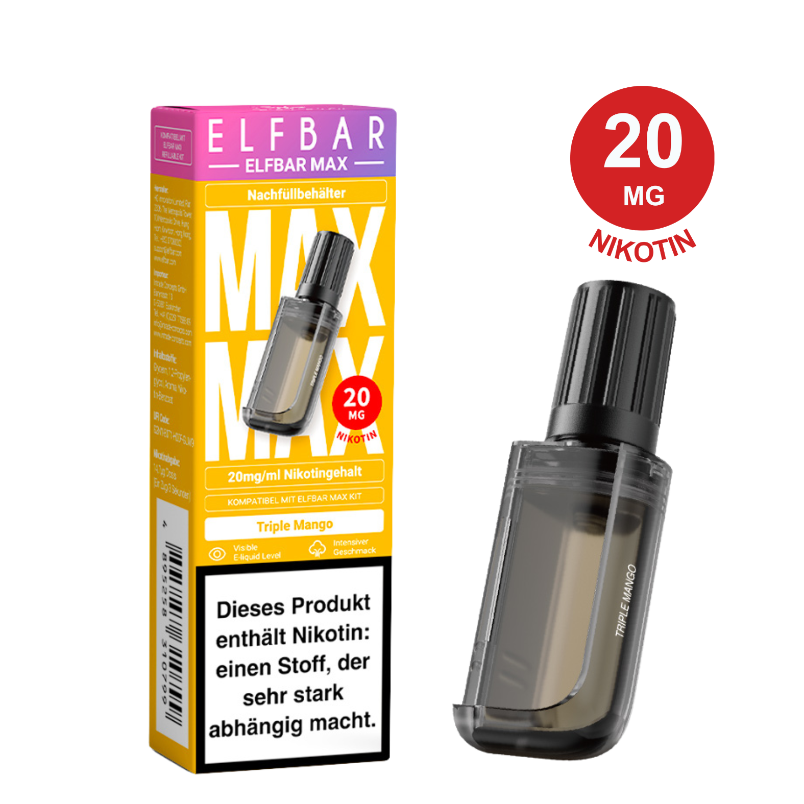 ELFBAR MAX Pod - Triple Mango 20mg Nikotingehalt