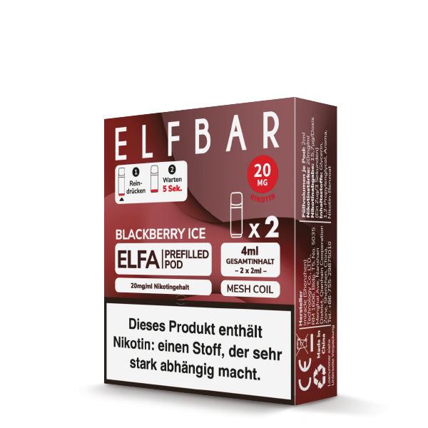 ELFBAR ELFA Pod – Blackberry Ice 20mg Nikotin (2er Pack)