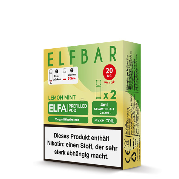 ELFBAR ELFA Pod – Lemon Mint 20mg Nikotin (2er Pack)