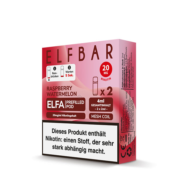 ELFBAR ELFA Pod – Raspberry Watermelon 20mg Nikotin (2er Pack)