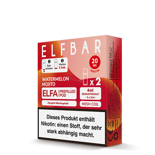 ELFBAR ELFA Pod – Watermelon Mojito 20mg Nikotin (2er Pack)